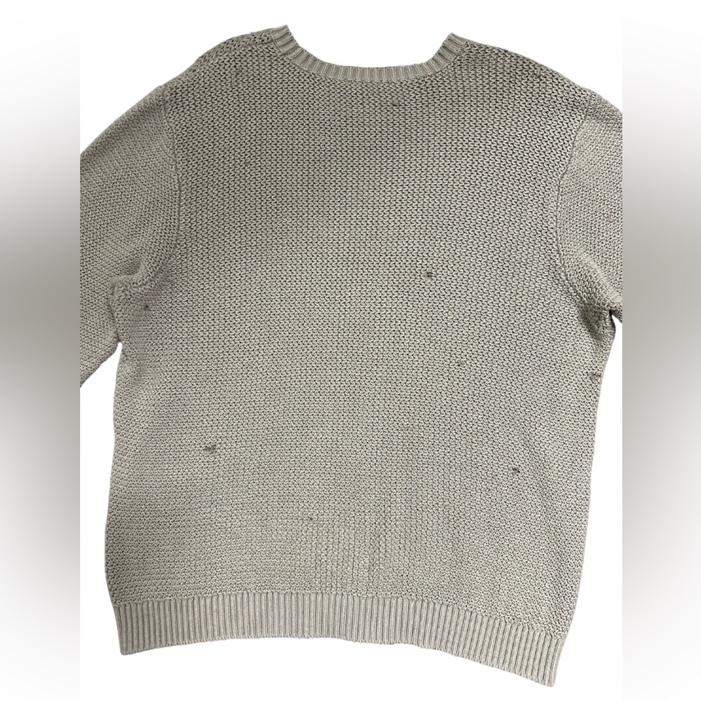 Marine Layer Fisherman Distressed Cotton Cable Knit Sweater, Grey, Size XL - Picture 6 of 6